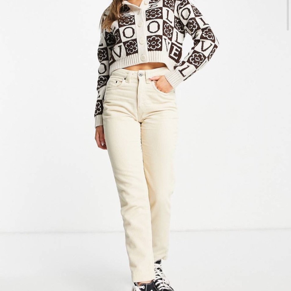 ASOS high waist beige corduroy pants